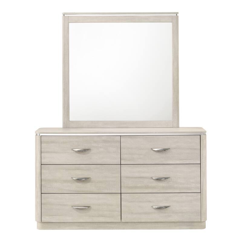 Furniture of America Krale Modern 2-Piece Grey Wood 6-Drawer Dresser and Mirror Set