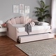 preview thumbnail 12 of 12, Timila Modern and Contemporary Light Pink Velvet Fabric Upholstered Queen Size Daybed with Trundle