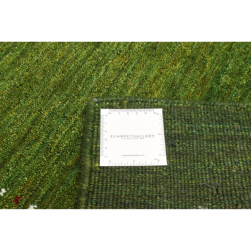 ECARPETGALLERY Hand Loomed Kashkuli Gabbeh Green Wool Rug - 3'11 x 5'10