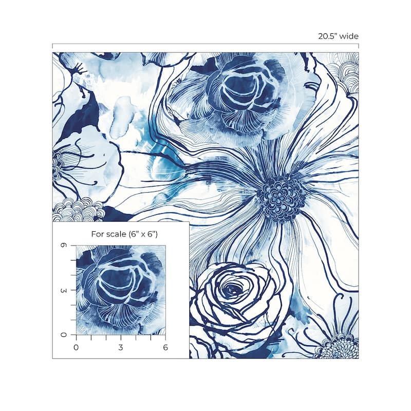 Harry & Grace Ink Rose Peel and Stick Wallpaper