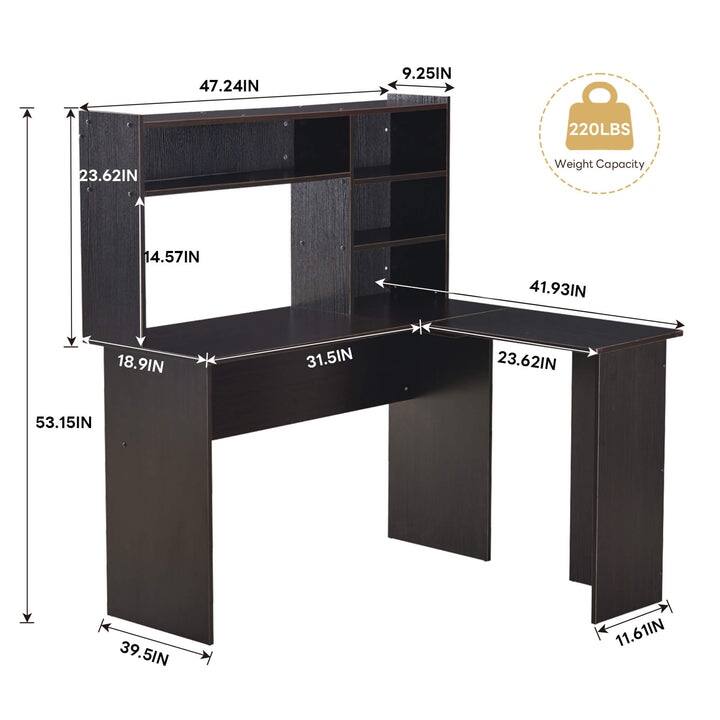 Ivinta Wood L Shaped Computer Desk with Hutch Modern Corner Gaming Desk
