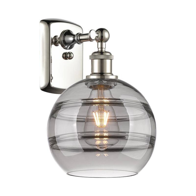 Innovations Lighting 516-1W-11-8 Rochester Sconce Rochester 11" Tall - Polished Nickel / Light Smoke