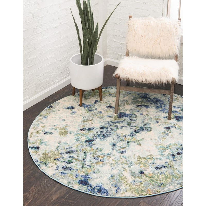 Contemporary Visby Collection Area Rug - Light Blue - 8' Round