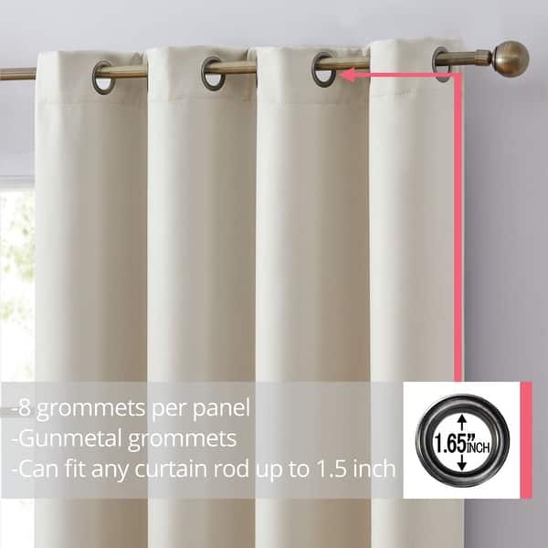 HLC.me Laurance 100% Blackout Curtains - Thermal Insulation Energy Efficient Grommet Window Curtains, Set of 2
