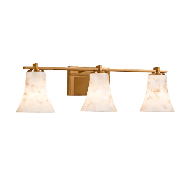 Justice Design Alabaster Rocks Era 3-light Dark Bronze Bath Bar, Round Flared Shade
