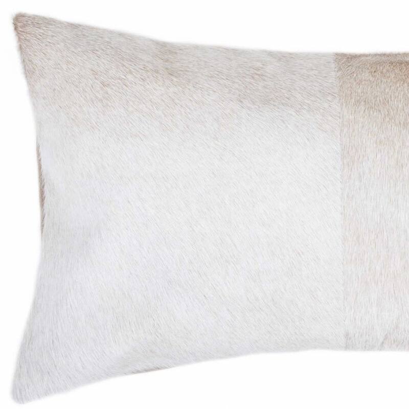 HomeRoots 12" X 20" Natural Cowhide Lumbar Throw Pillow - 12 x 20