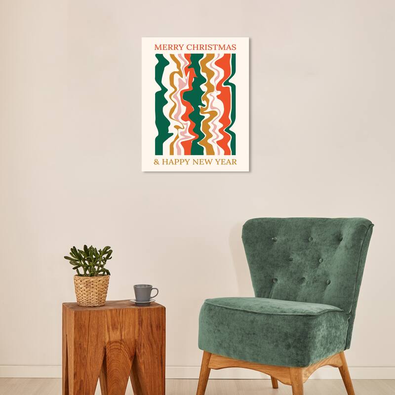 Wynwood Studio Canvas Holiday and Seasonal Green and Red Holiday Poster Green Modern & Contemporary Wall Art Canvas Print - 16 x 20