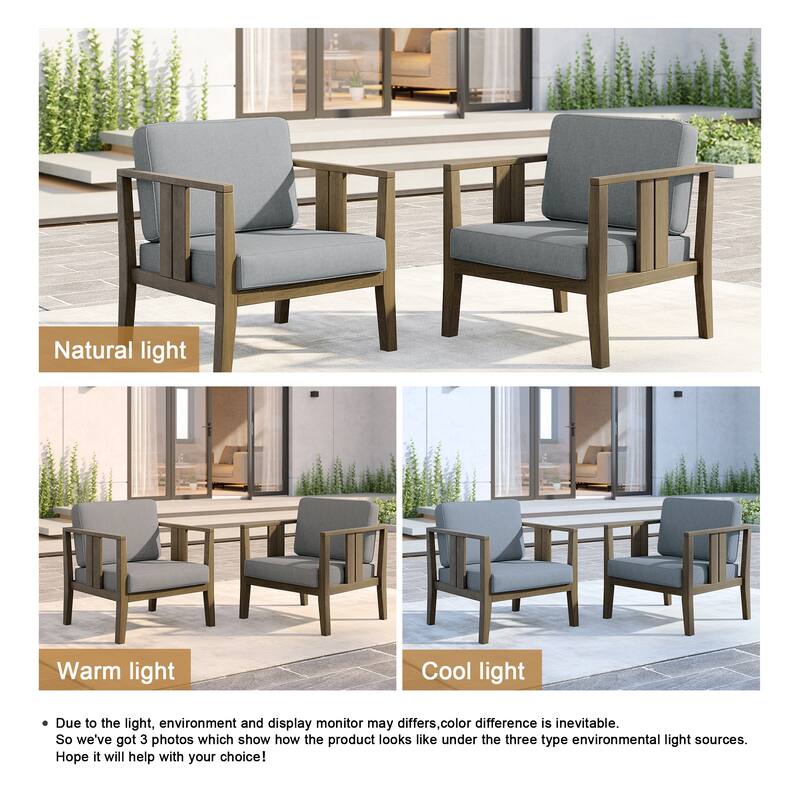 Outdoor Teak Solid Wood Patio Furniture Set Loveseat Armchair Table Collection