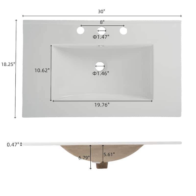 30" Natural Wood Bathroom Vanity with Integrated Sink, 45-Degree Handle-Free Doors, Large Storage & Soft-Close Hinges