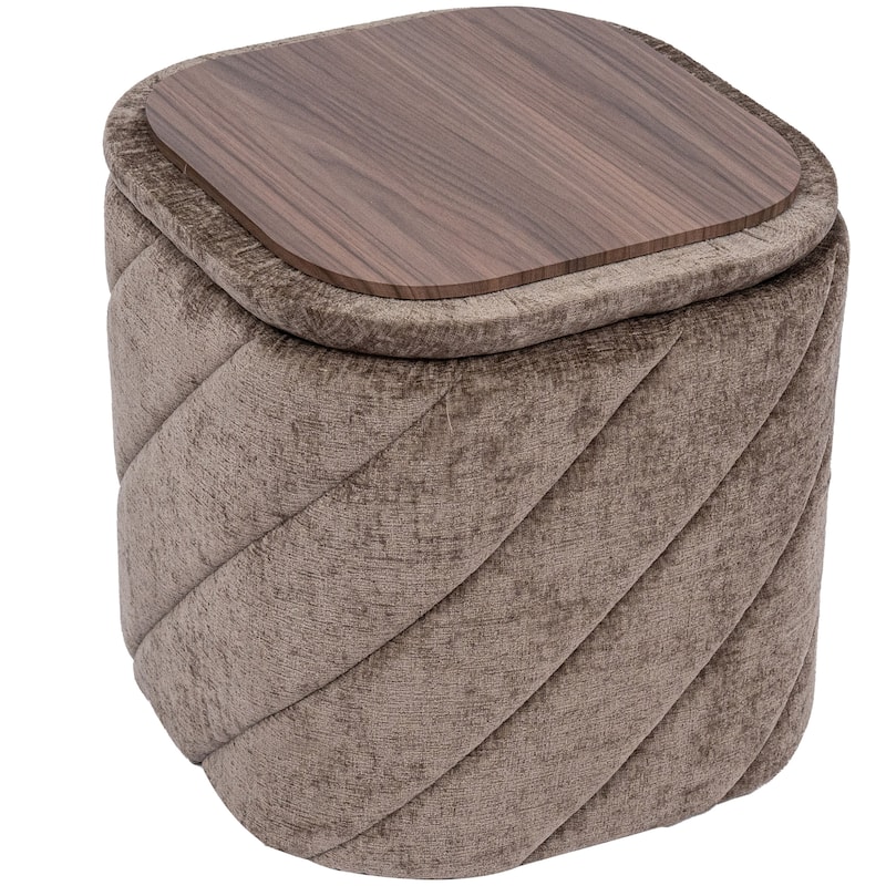 Square Diagonal Tufted Folding Storage Ottoman with Reversible Lid