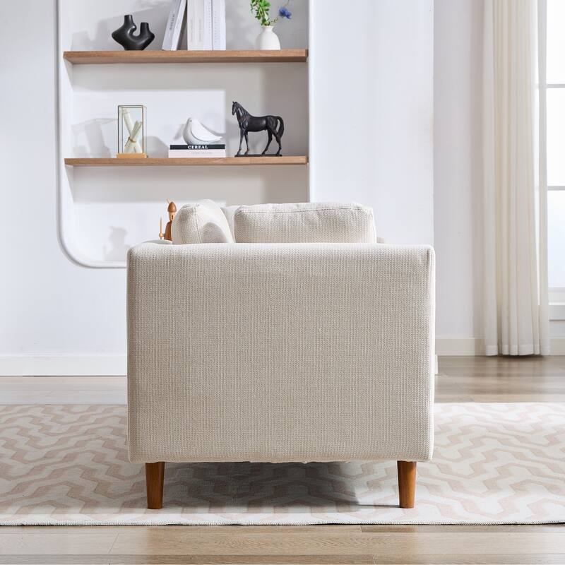 77.95" W Modern Double-Sided Chaise Lounge, Living Room Chair with Armrests Chenille Sleeper Sofa with 4 Pillows & Wood Legs