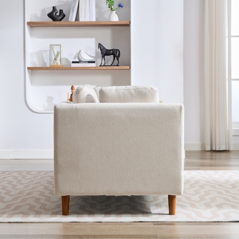 77.95"W Modern Double-Sided Upholstered Chaise Lounge, Sleeper Sofa Couch With 4 Throw Pillows, Daybed with Rubberwood Legs