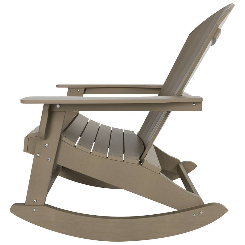 Vineyard HIPS Outdoor Eco-Friendly All Weather Seashell Rocking Adirondack Chair with Side Table (2-Piece Set)