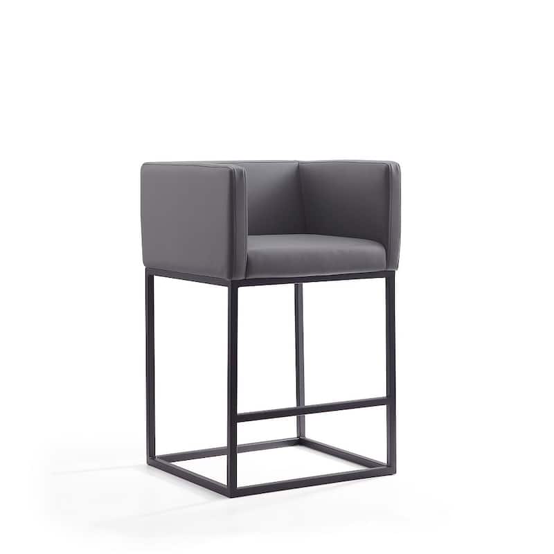 Manhattan Comfort Embassy 34 in. Black Metal Counter Height Bar Stool (Set of 2)