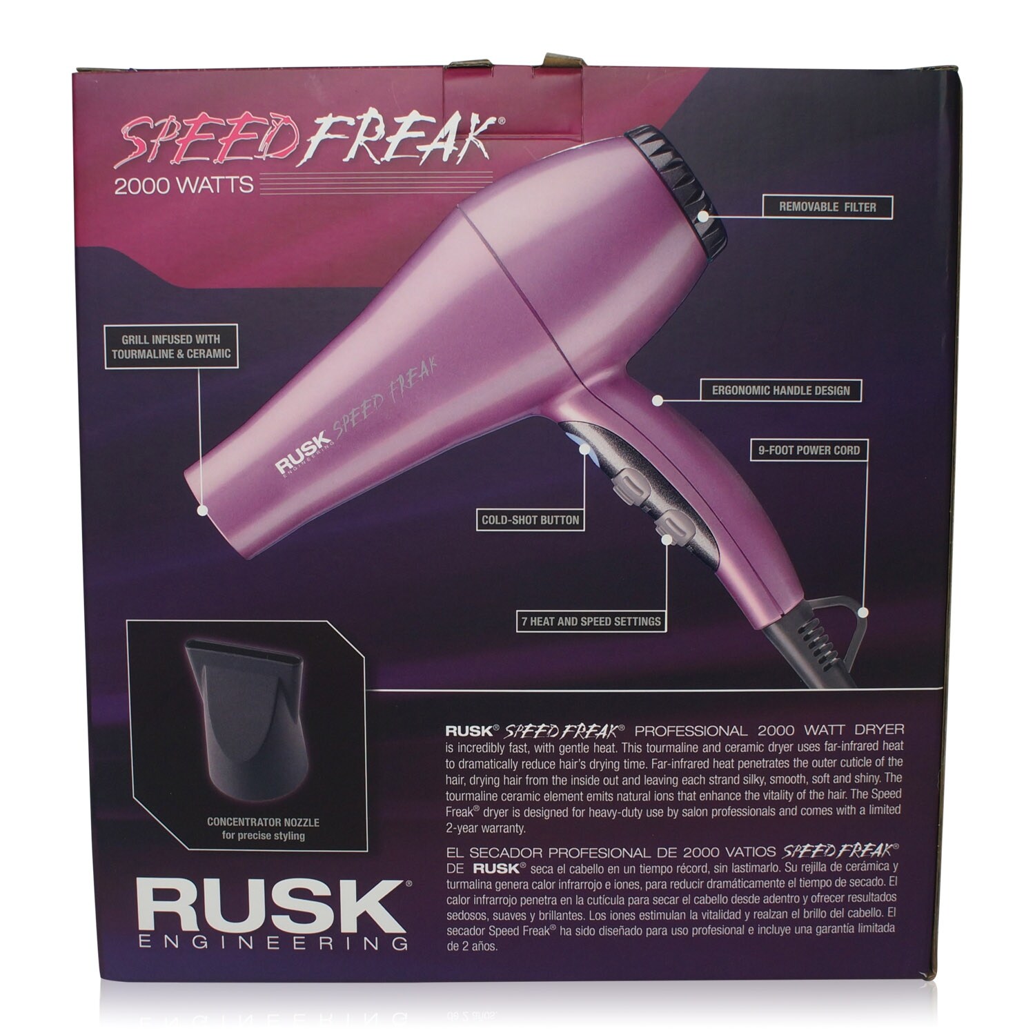 Shop Rusk Engineering Speed Freak Professional 2000 Watt Dryer Pink Overstock 20479876