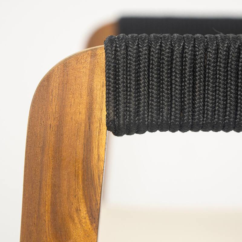 Christopher Knight Home - Arden Rustic 7-Piece Acacia Wood Outdoor Dining Table Set with Rope Woven Dining Chairs and Cushions