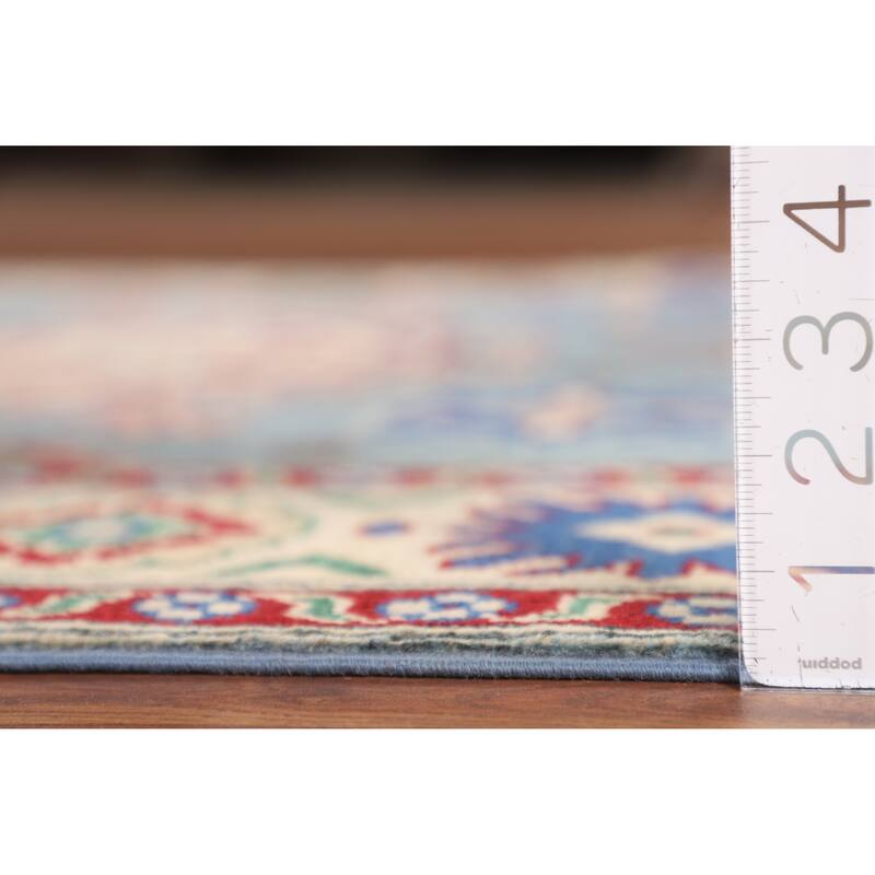 Light Blue Kazak Oriental Rug Hand-Knotted Living Room Wool Carpet - 4'10" x 6'7"