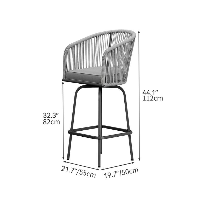 Moasis 4Pcs Patio Wicker Swivel Bar Chairs