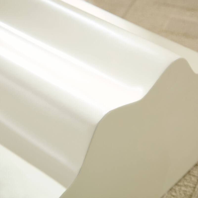 2-Piece Set Side Table Accent Table, Fiberglass Coffee Table End Table with Soft Wavy Edges for Living Room