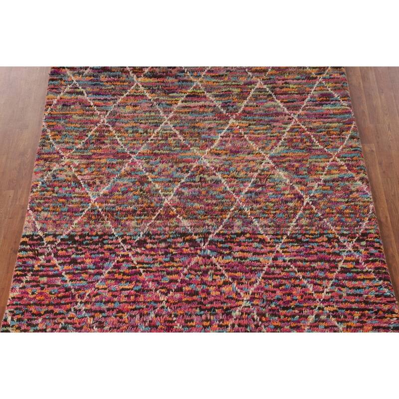 Trellis Moroccan Oriental Area Rug Hand-Knotted Wool Carpet - 6'0" x 9'8"