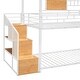 preview thumbnail 8 of 7, Twin Over Twin Metal Bunk Bed with Storage, White with White Slide