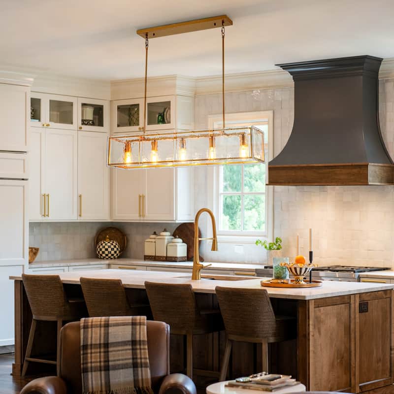 Modern 39.37" Large Rectangle Water Ripple Glass Chandelier for Dining Room - W39.4"