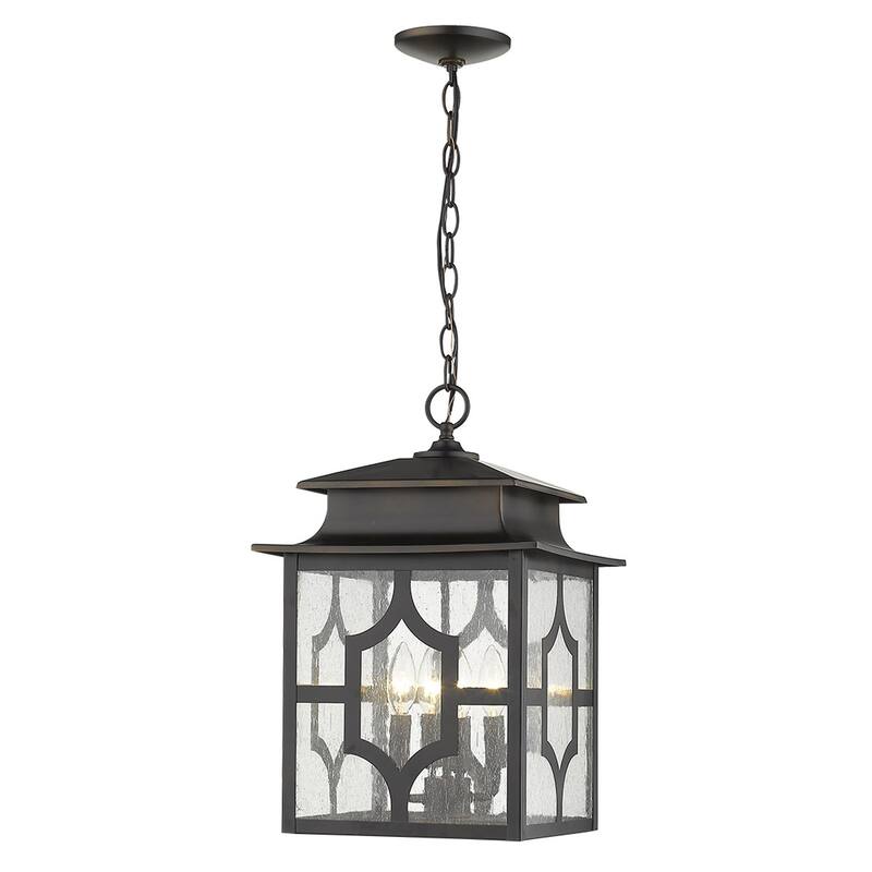 HomeRoots Calvert 4-Light Oil-Rubbed Bronze Hanging Lantern - 12' X '18.75' X '12