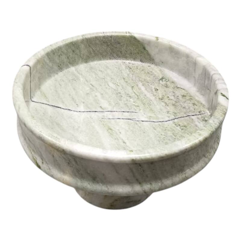 Marble Decorative Bowl Fauna-Inspired Natural Finish - 8" Green - 11.75" x 11.75" x 8"