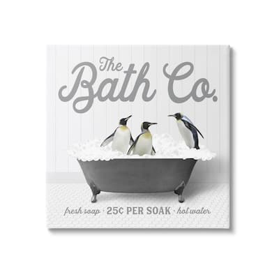 Stupell Bubble Bath Penguins Canvas Wall Art Design by Lettered and Lined