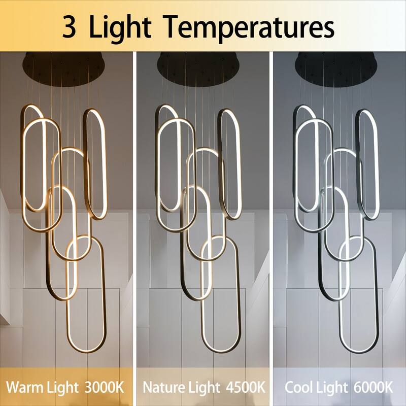6 Ring Modern Chandelier Large LED High Ceiling Chandeliers