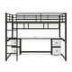 preview thumbnail 12 of 11, Vintage Modern Style Full Size Metal Loft Bed,Build-in Desk with Drawers and Charging Station,Cabinets and Shelf for Storage