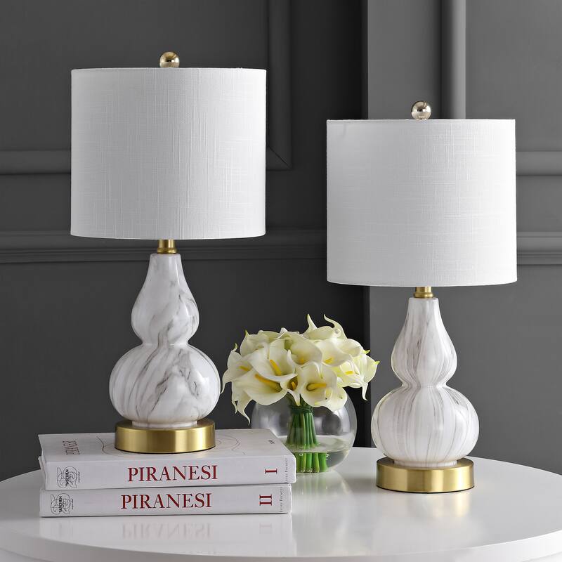 Anya 20.5" Mini Glass LED Table Lamp, Gray by JONATHAN Y