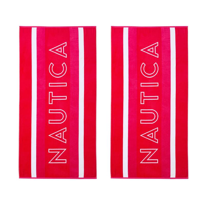 Nautica Printed Jacquard 2 Piece Beach Towel Set - 2 Piece