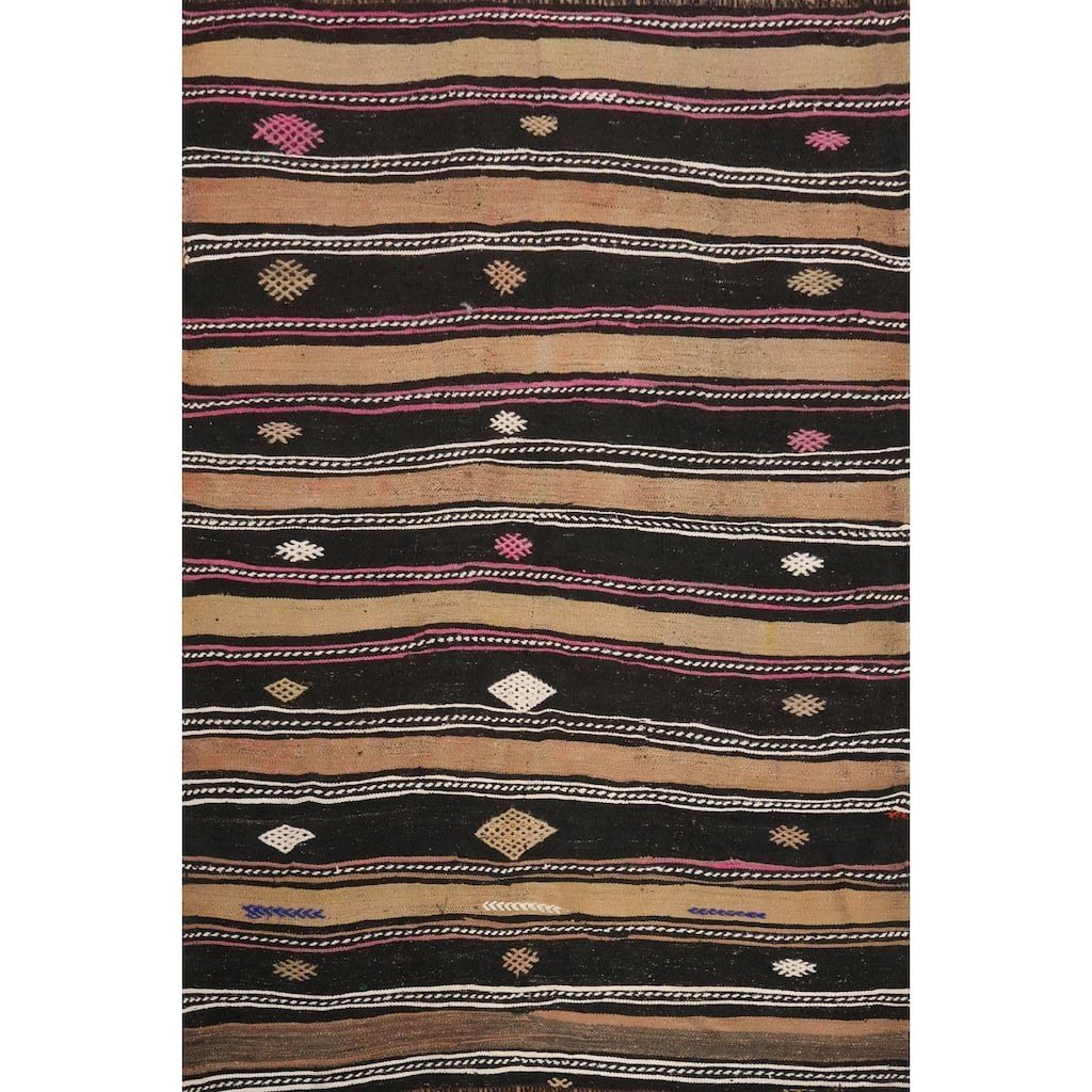 Hand Woven Oriental 100% Wool Carpet Southwestern Tribal Multi-Colored Kilim Area Rug - 7' 3'' X 5' 10''