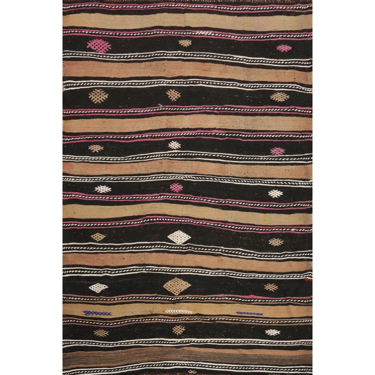 Hand Woven Oriental 100% Wool Carpet Southwestern Tribal Multi-Colored Kilim Area Rug - 7' 3'' X 5' 10''