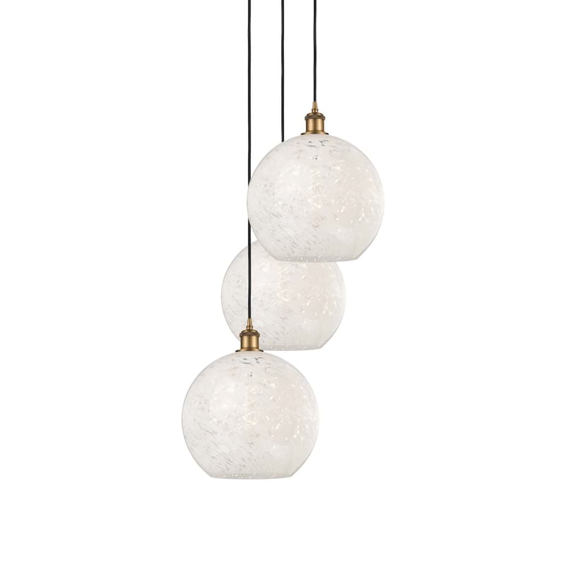 Innovations Lighting 113B-3P-14-19 White Mouchette Pendant White - Brushed Brass