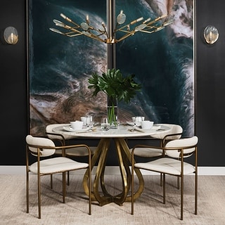 Laurent White Marble Top w/Gold Metal Base Dining Table - Off White