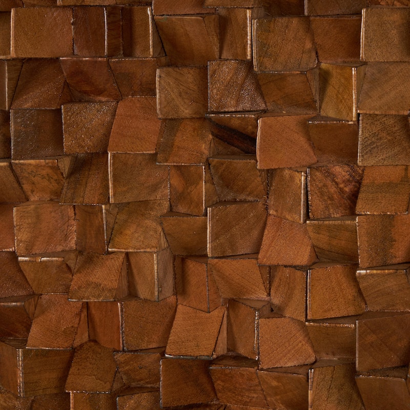 Mango Wood Geometric Handmade 3D Cube Inspired Panel Home Wall Decor - Brown - Roche River Decor