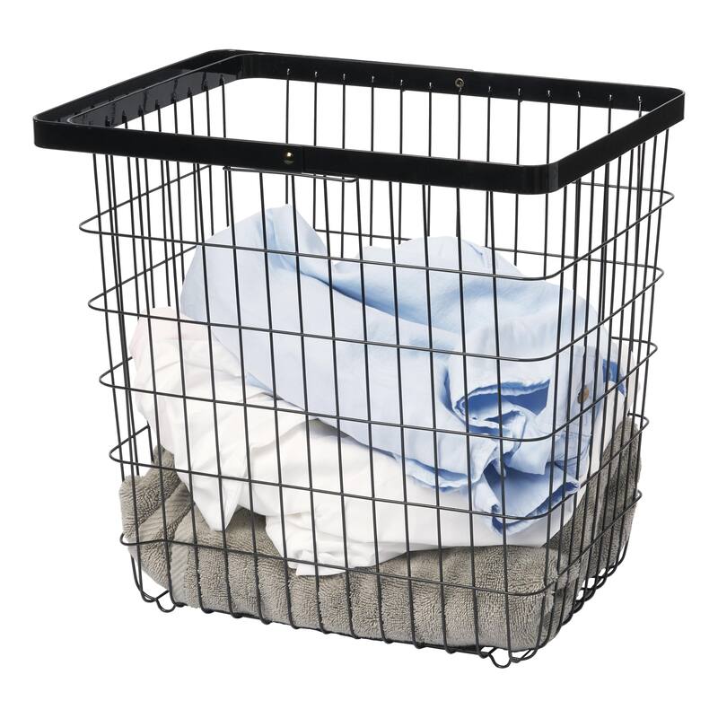 Yamazaki Home Wire Basket, Steel, 8.75 gallons, 33 liters, Holds 8.8 lbs - L 11.81 x W 16.14 x H 15.35 inches - Black