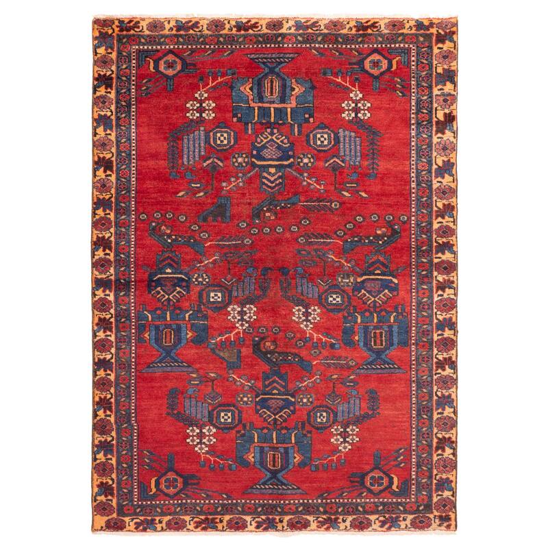 ECARPETGALLERY Hand-knotted Melis Red Wool Rug - 4'1 x 5'9