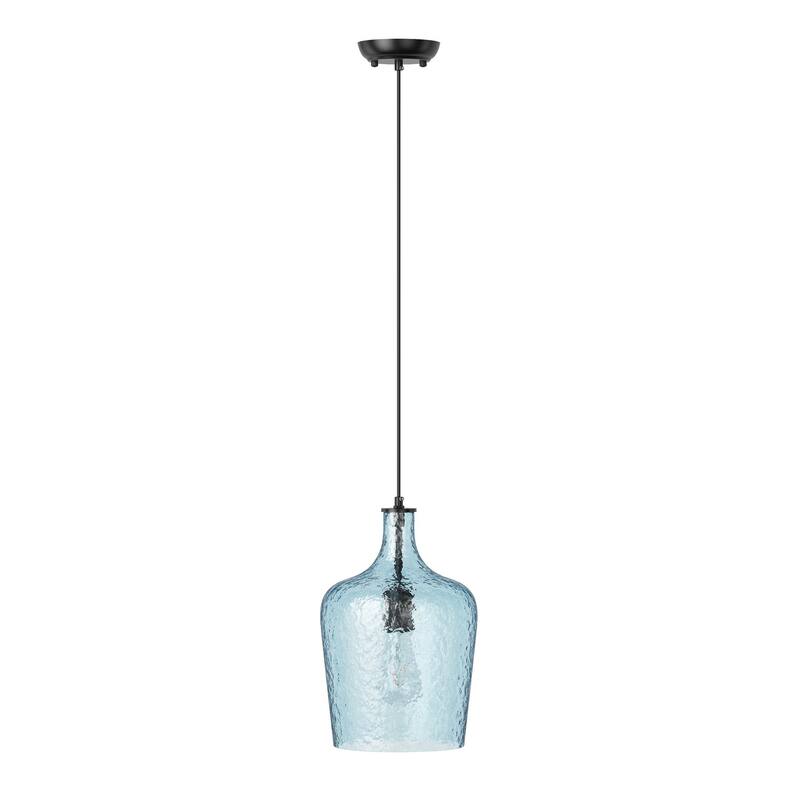 Modern Kitchen Island Pendant Lighting Fixture with Blue Glass Shade