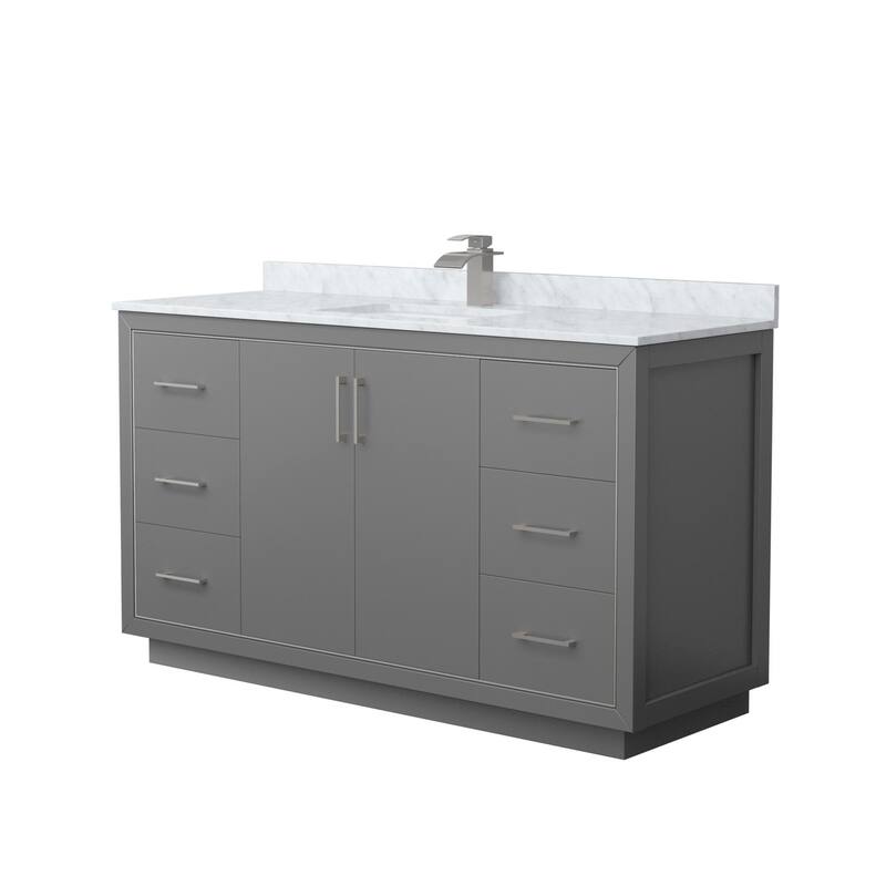 Wyndham Collection WCF1111-60S-NAT-MXX Icon 60" Free Standing Single - Dark Gray / Brushed Nickel Hardware
