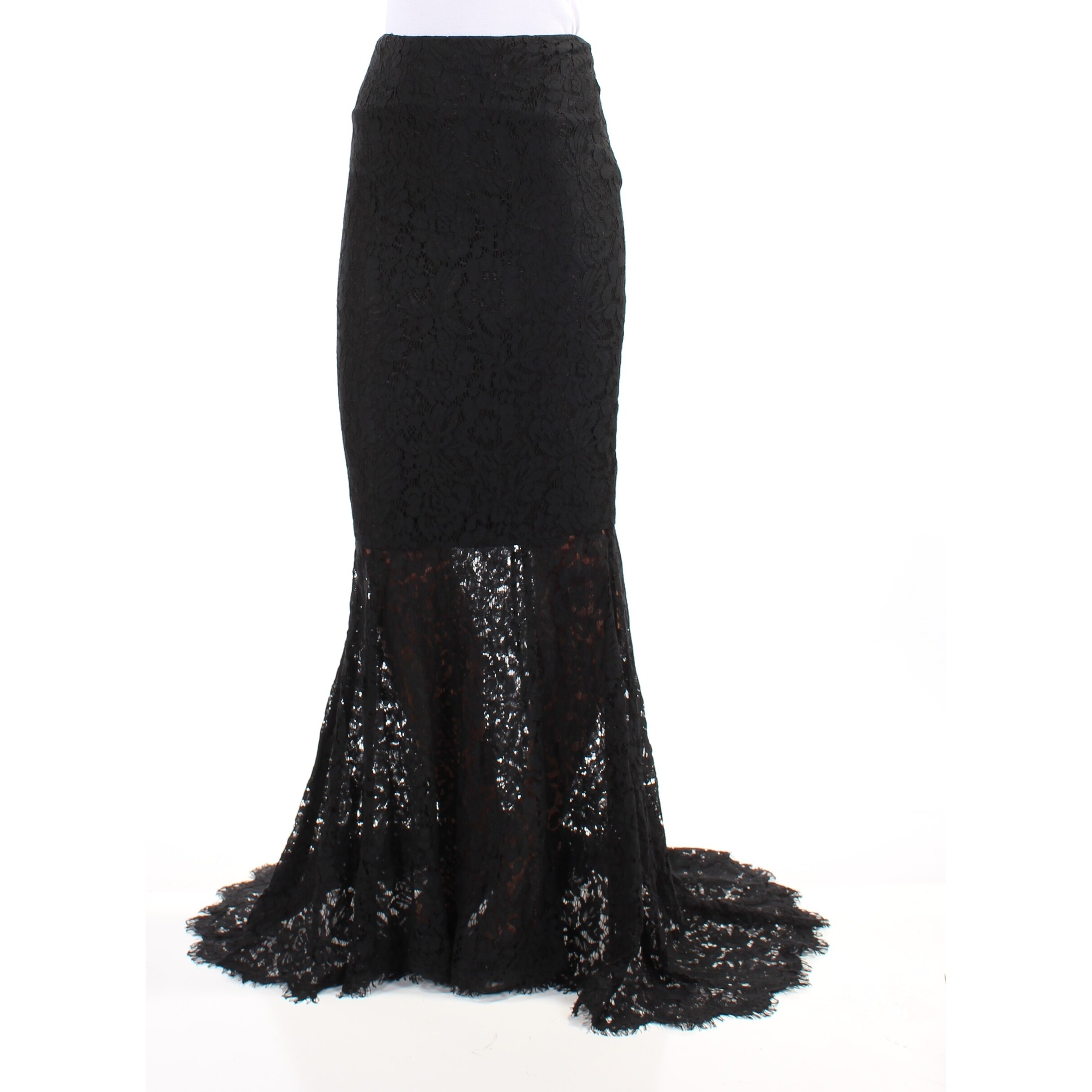 Fame And Partners Womens Black Lace Full Length Pencil Formal Skirt Size 2