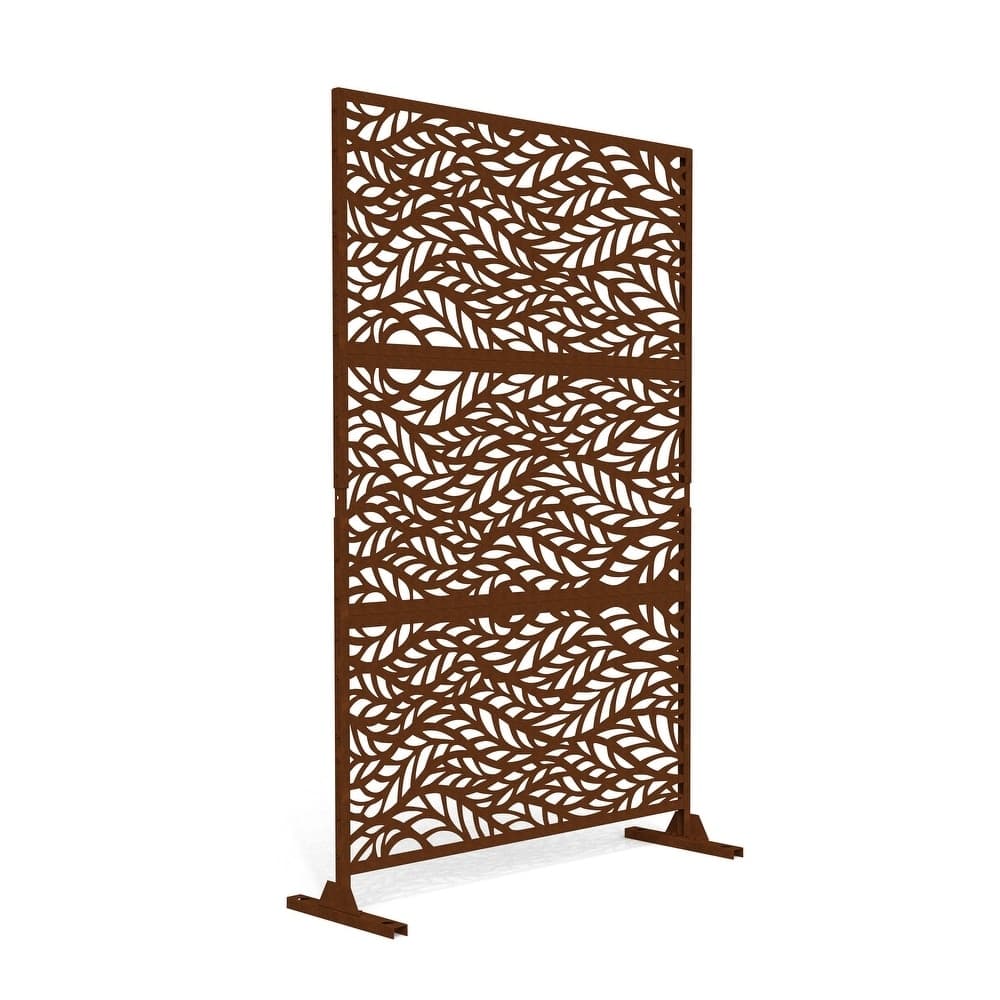 Free Standing Metal Privacy Screen Panel Decorative Outdoor Privacy Screen - 72"H x 47"W