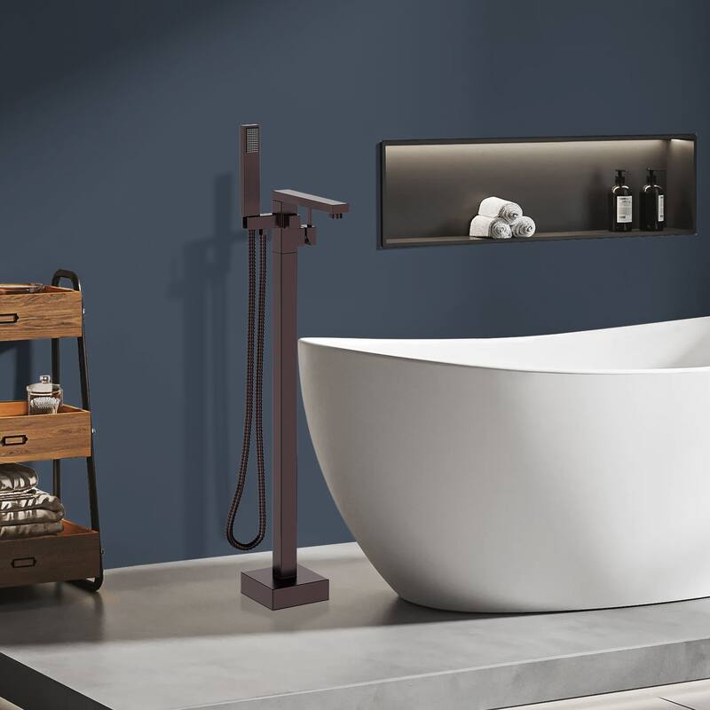 Topcraft Floor Mounted Bathtub Filler with Handheld Showerhead
