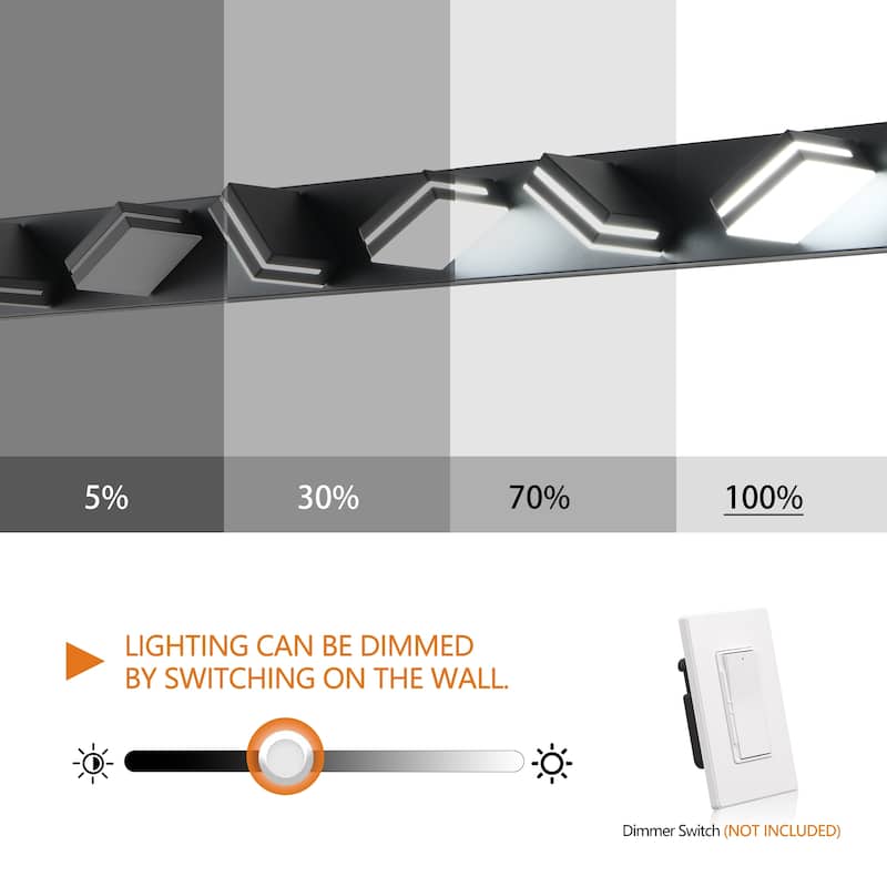 7-Light Black LED Vanity - Modern - Bathroom Mirro