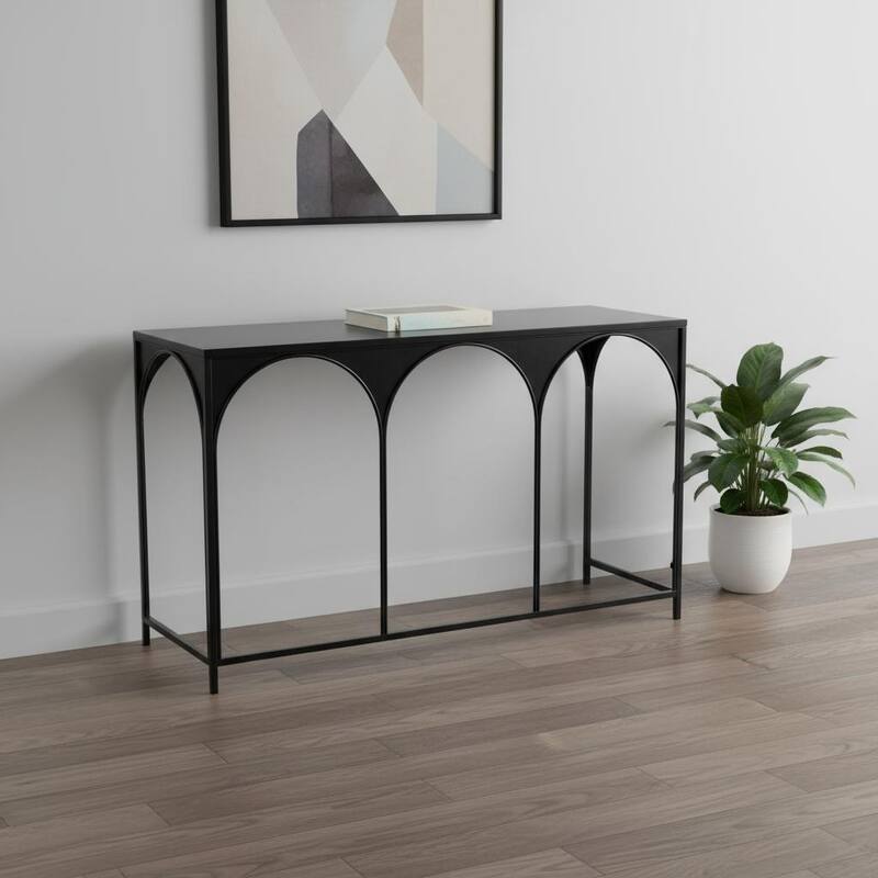 HomeRoots 50" Black Steel Frame Console Table - 50.00 in. x 29.90 in. x 18.00 in. - Black