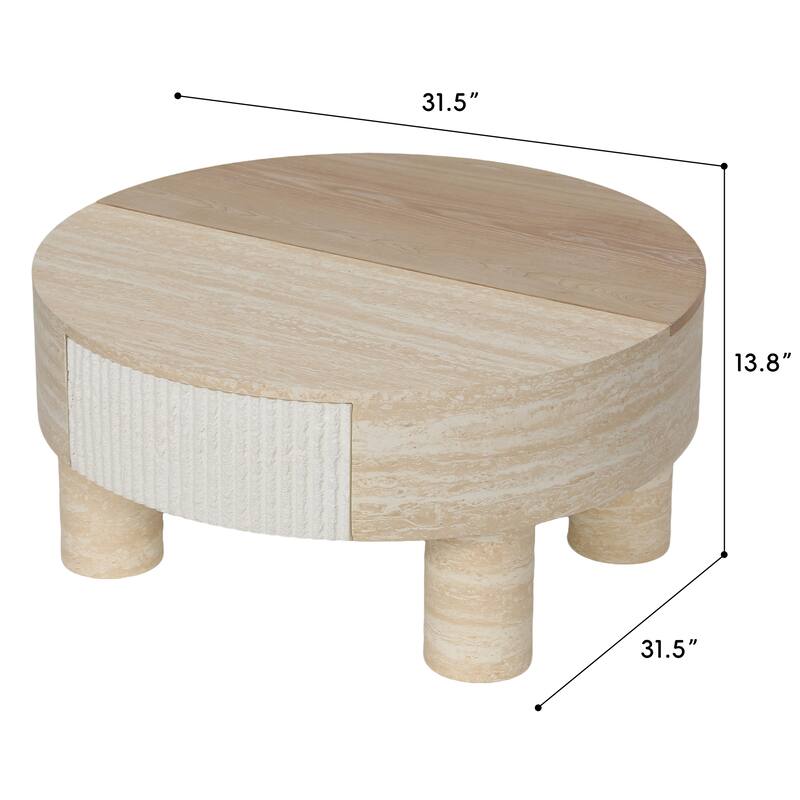 Round Coffee Table With Flip Top And Hidden Storage Compartment