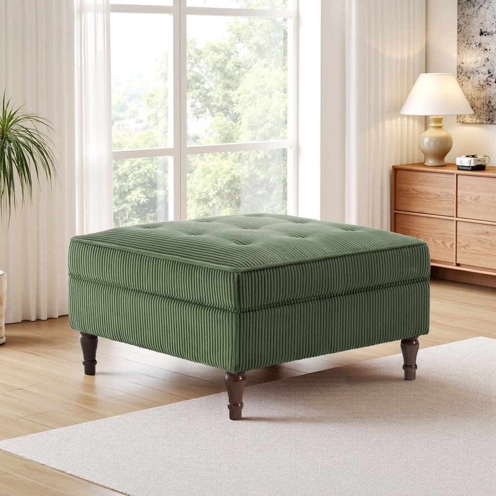 Corduroy Flip Top Dual-Use Storage Ottoman Coffee Table