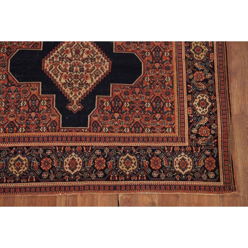 Pre-1900 Antique Senneh Vegetable Dye Persian Wool Carpet - 4'7" x 6'8"